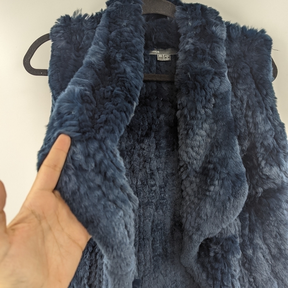 VINCE. Rabbit Fur Open Front Vest - Picture 4 of 8